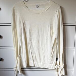 J. Crew Cream Long Sleeve Sweatshirt with Tie Accents